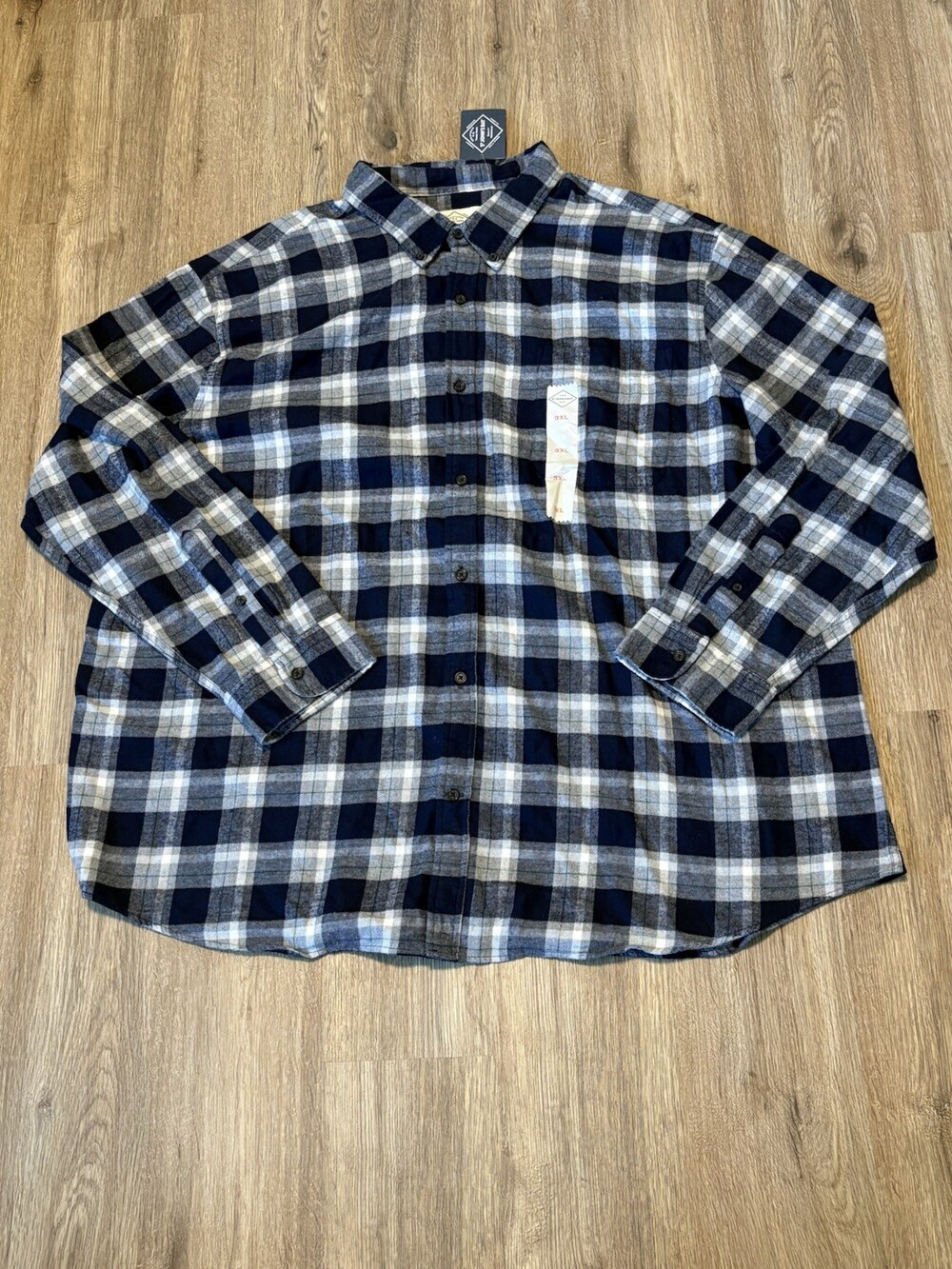St. John's Bay Men's 3XL Big & Tall Flannel Plaid Shirt Pockets